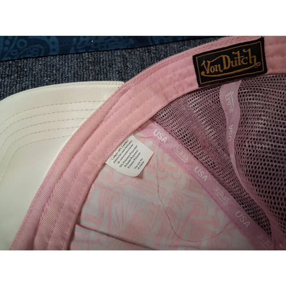 Vintage y2k womens trucker cap pink baseball hat mesh
